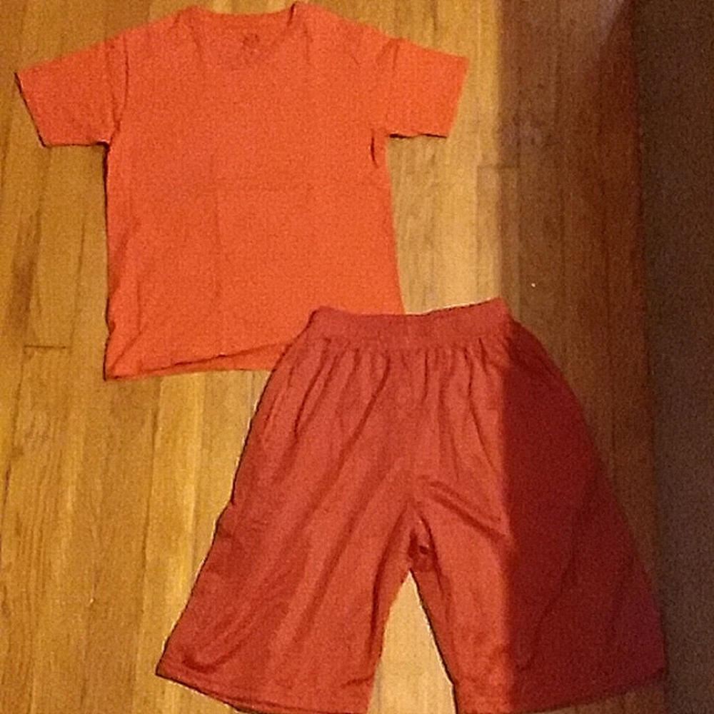 red shirt and shorts set